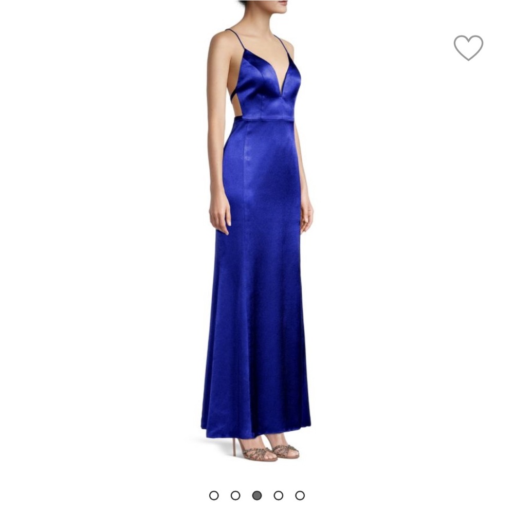 Aidan Mattox Liquid Satin Sapphire Gown - Picture 3 of 6